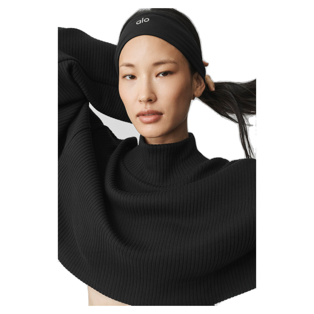 ALO Ribbed Cropped Reset Long Sleeve - Black