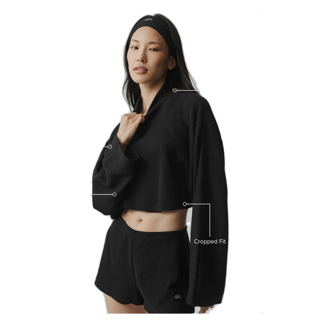 ALO Ribbed Cropped Reset Long Sleeve - Black