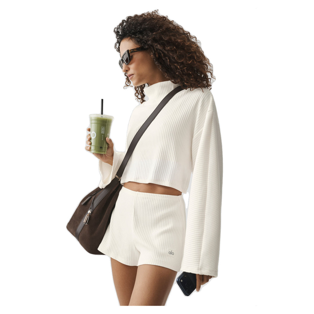 ALO Ribbed Cropped Reset Long Sleeve - Ivory