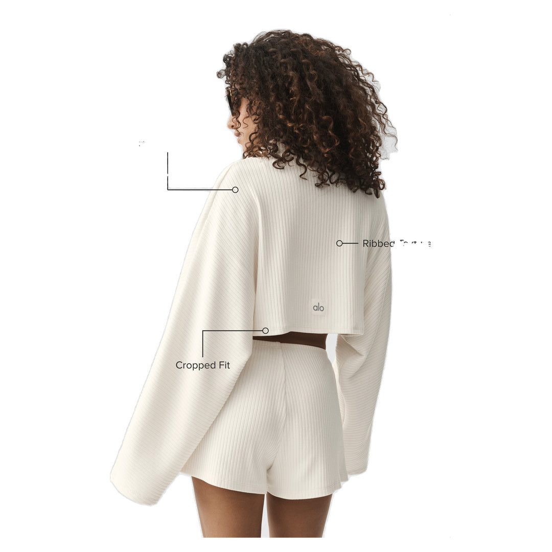 ALO Ribbed Cropped Reset Long Sleeve - Ivory