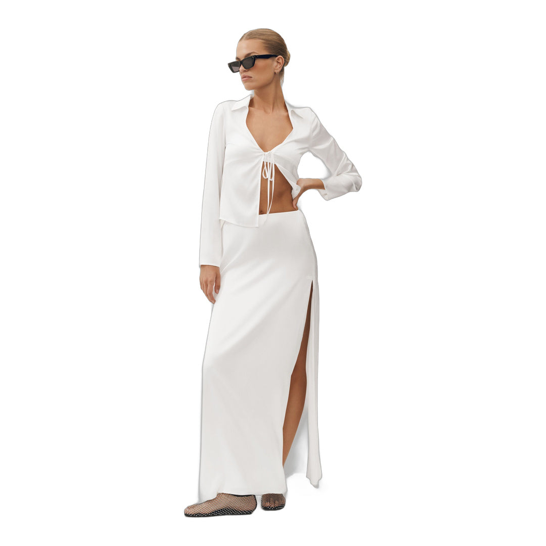 alo Silk Blend Radiance Long Sleeve Top - White