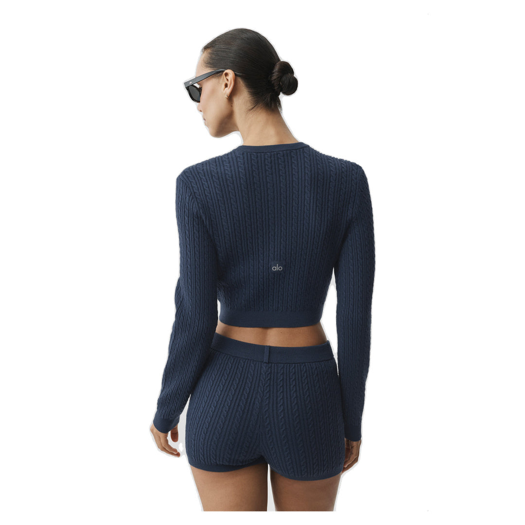 ALO Mini Cable Sweater Cardigan - Navy