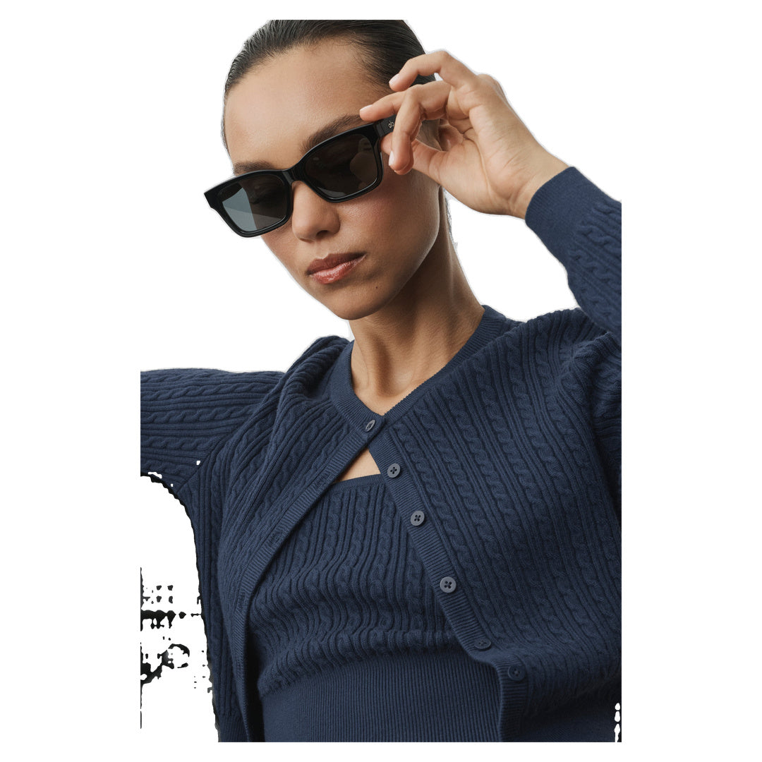 ALO Mini Cable Sweater Cardigan - Navy