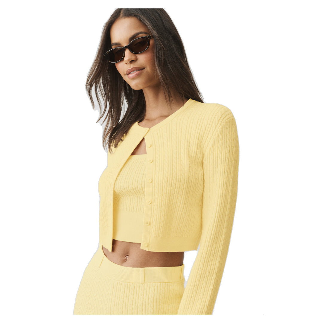 ALO Mini Cable Sweater Cardigan - Warm Butter