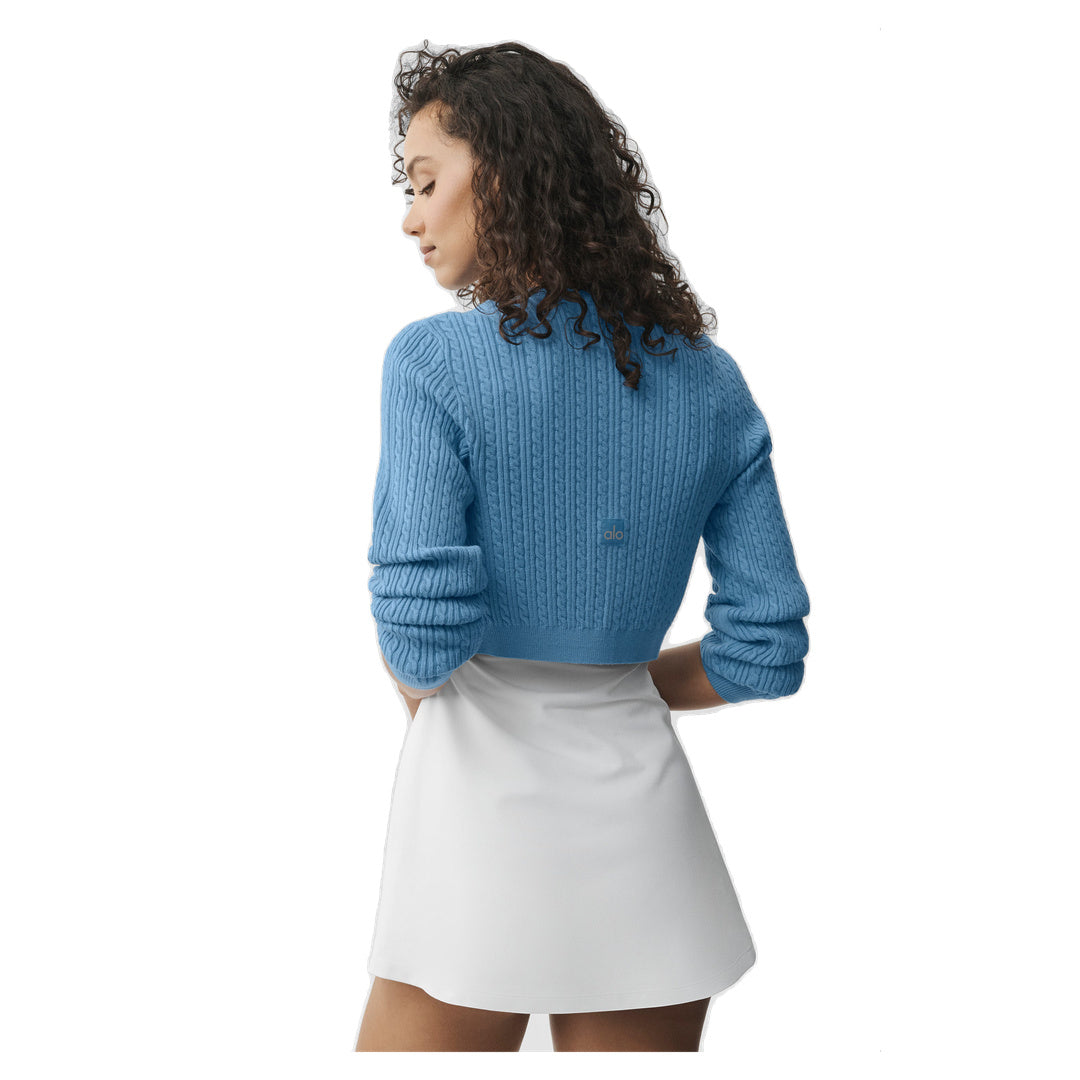 ALO Mini Cable Sweater Cardigan - California Blue