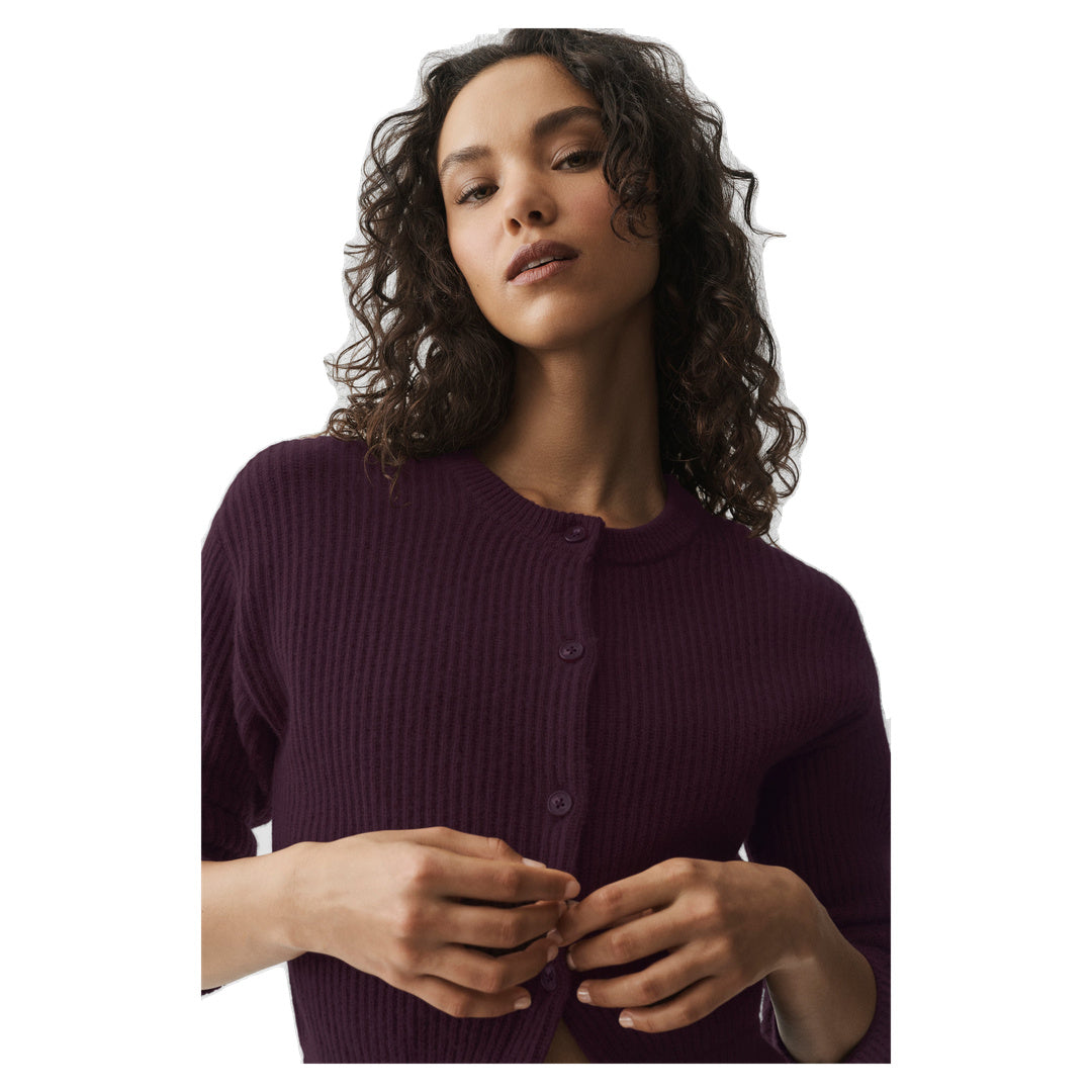 ALO Cashmere Wool Harmony Cardigan - Rich Bordeaux