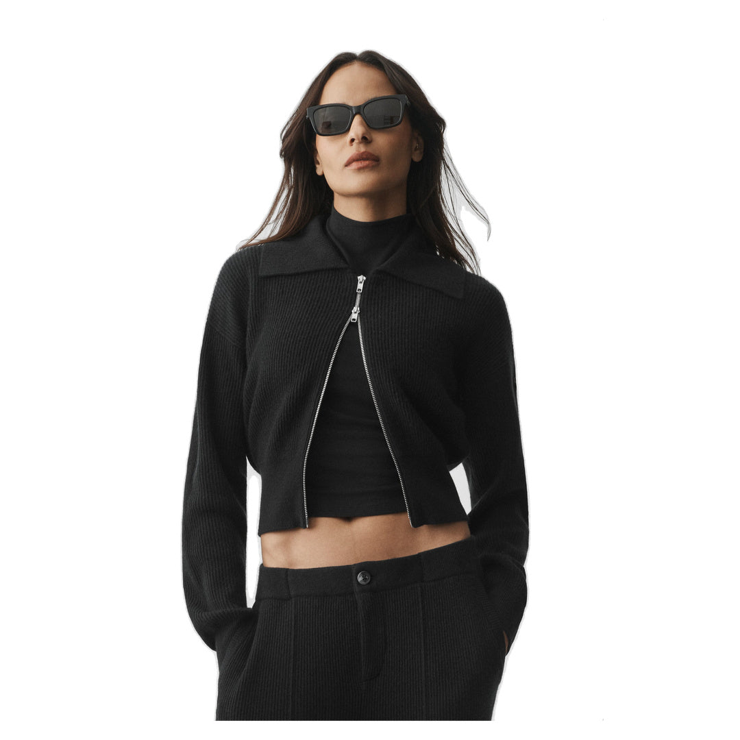 ALO Cashmere Wool Harmony Full Zip Jacket - Black