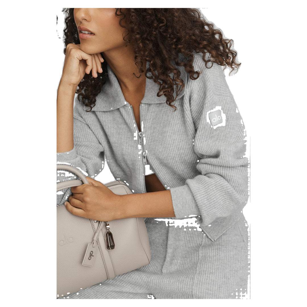 ALO Cashmere Wool Harmony Full Zip Jacket - Athletic Heather Grey