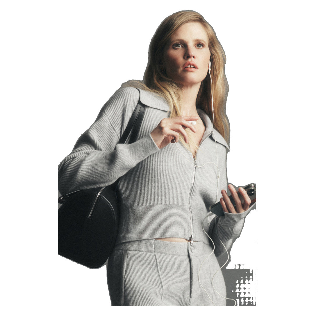 ALO Cashmere Wool Harmony Full Zip Jacket - Athletic Heather Grey