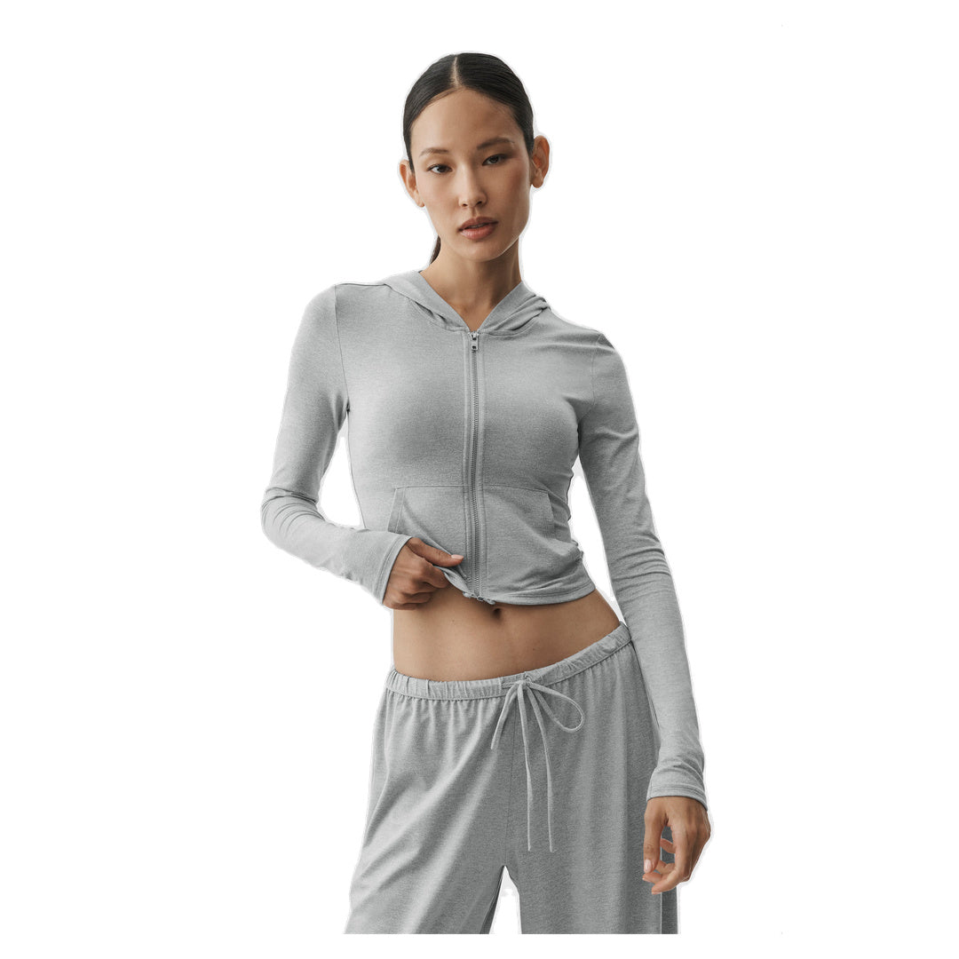 ALO Alosoft Finesse Full Zip Fitted Hoodie - Vintage Athletic Heather