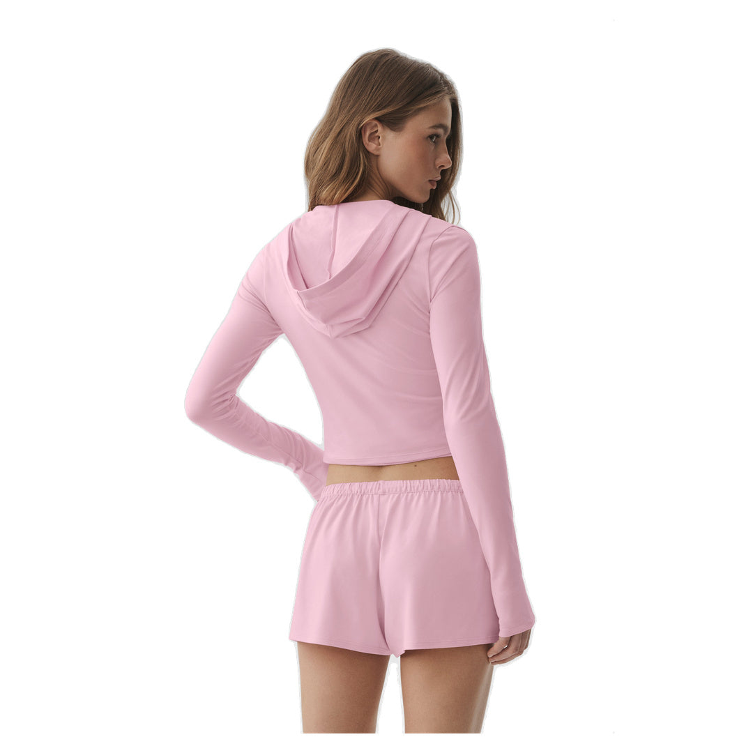 ALO Alosoft Finesse Full Zip Fitted Hoodie - Pink Marshmallow