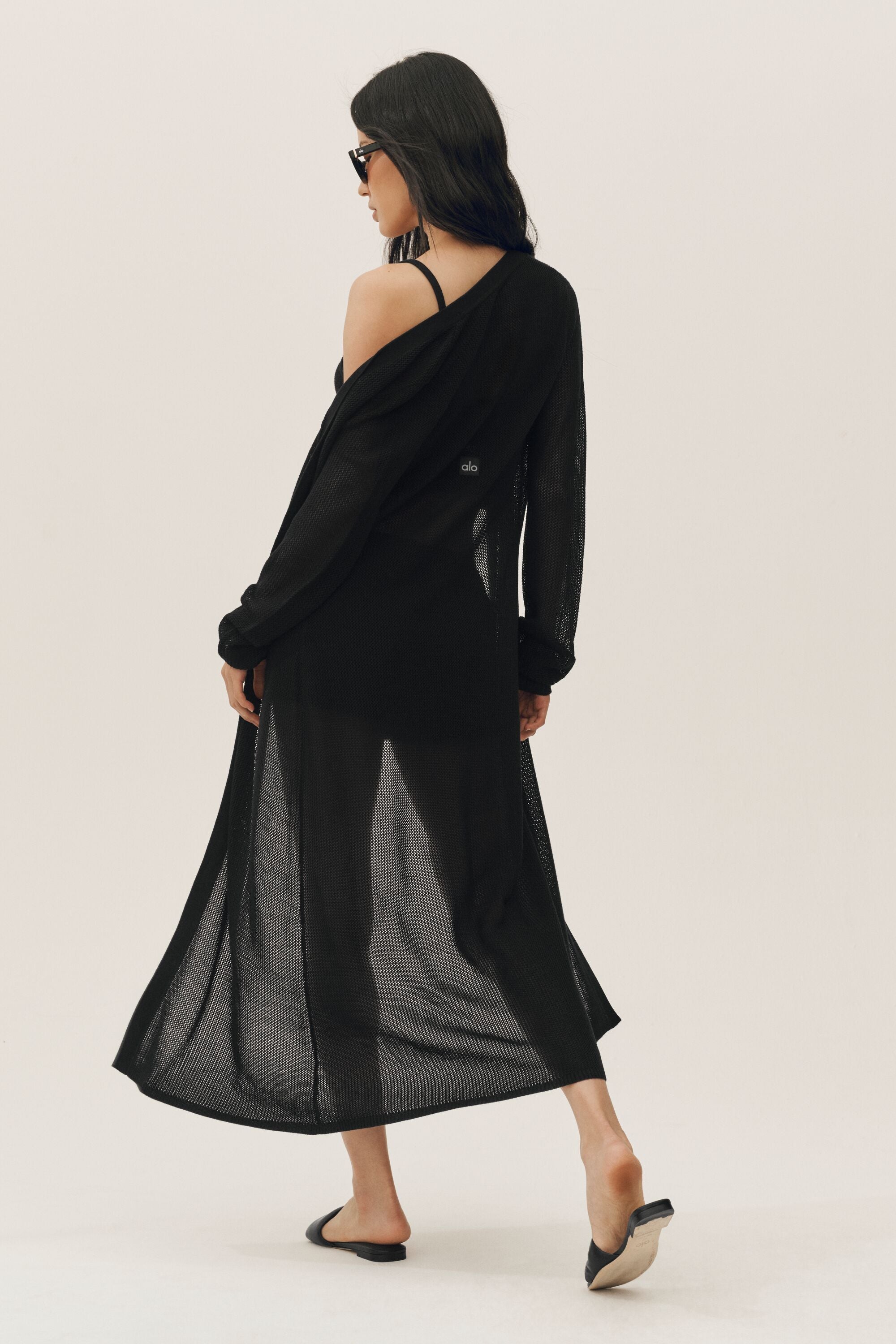alo Silk Cashmere Heatwave Long Cardigan - Black