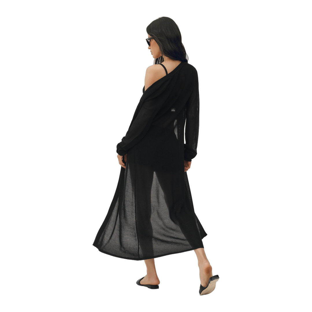 alo Silk Cashmere Heatwave Long Cardigan - Black