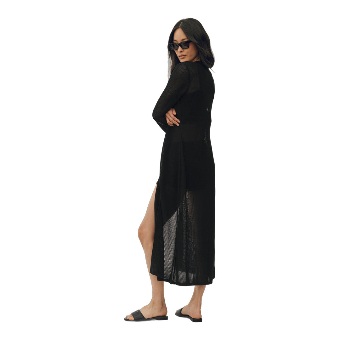 alo Silk Cashmere Heatwave Long Cardigan - Black
