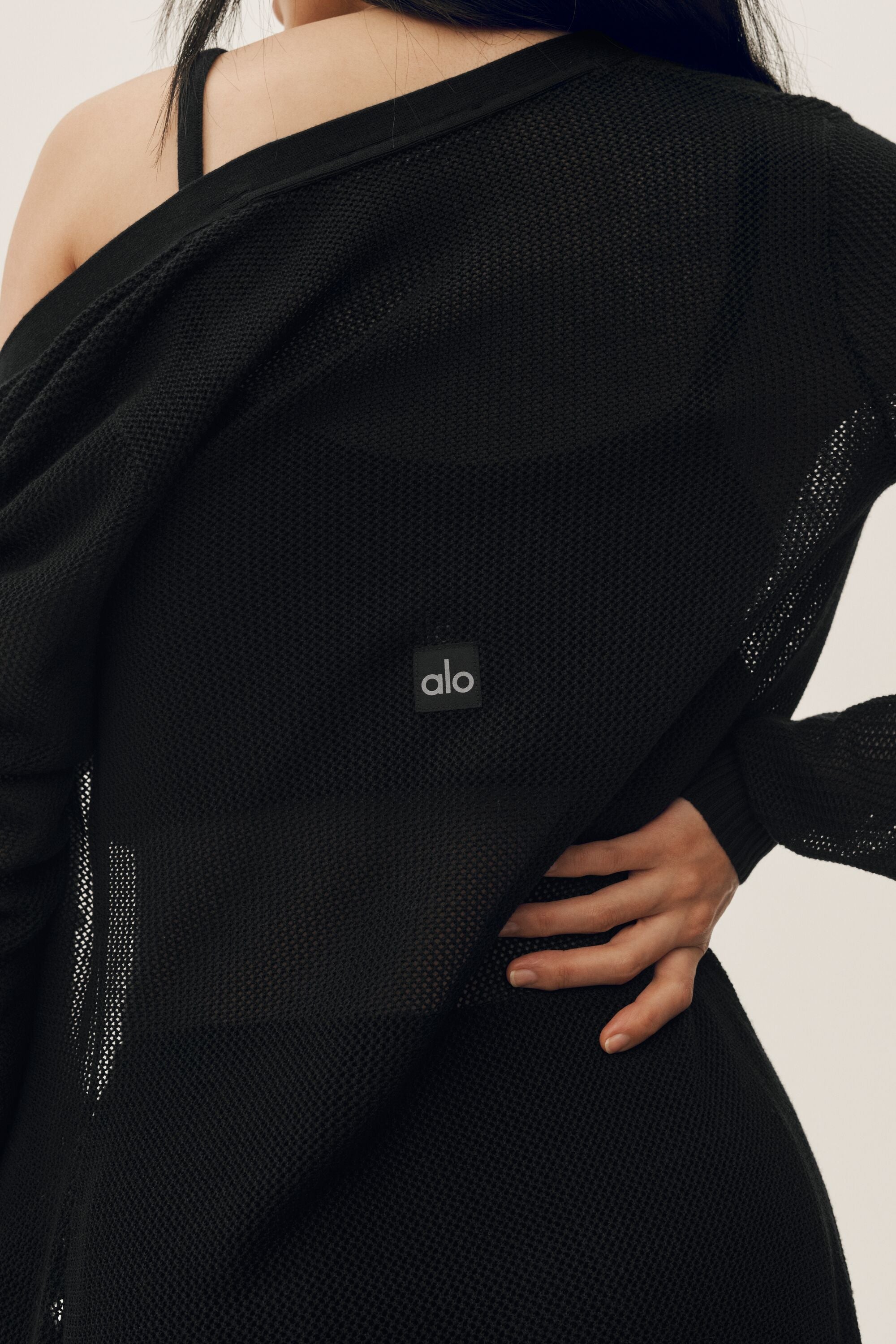 alo Silk Cashmere Heatwave Long Cardigan - Black