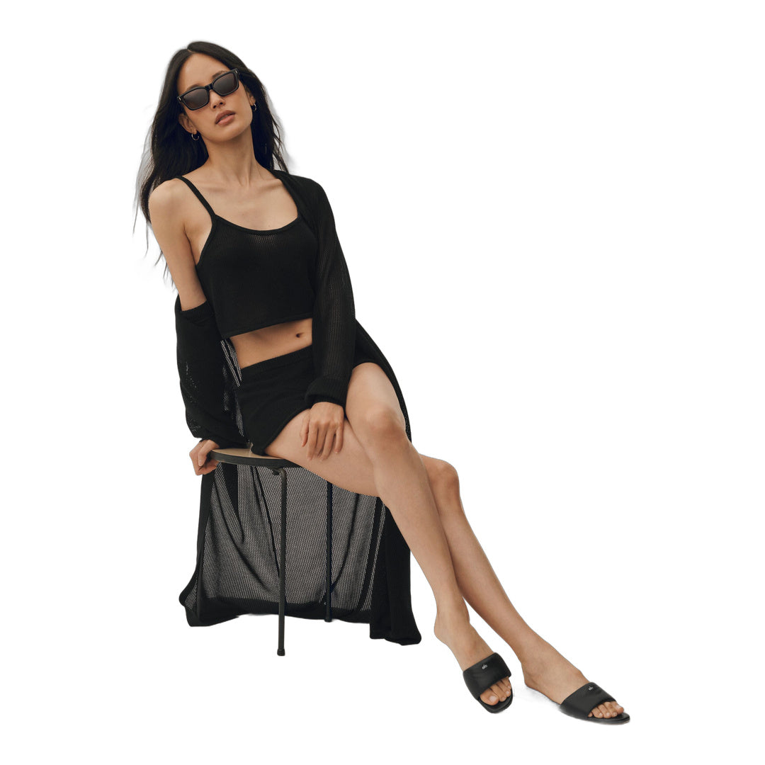 alo Silk Cashmere Heatwave Long Cardigan - Black