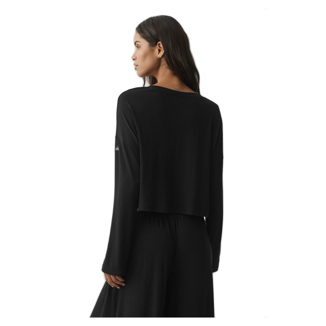 ALO Semi-Sheer Oasis Boxy Long Sleeve - Black