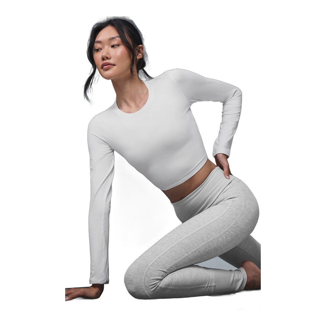 alo Alosoft Crop Finesse Long Sleeve - White