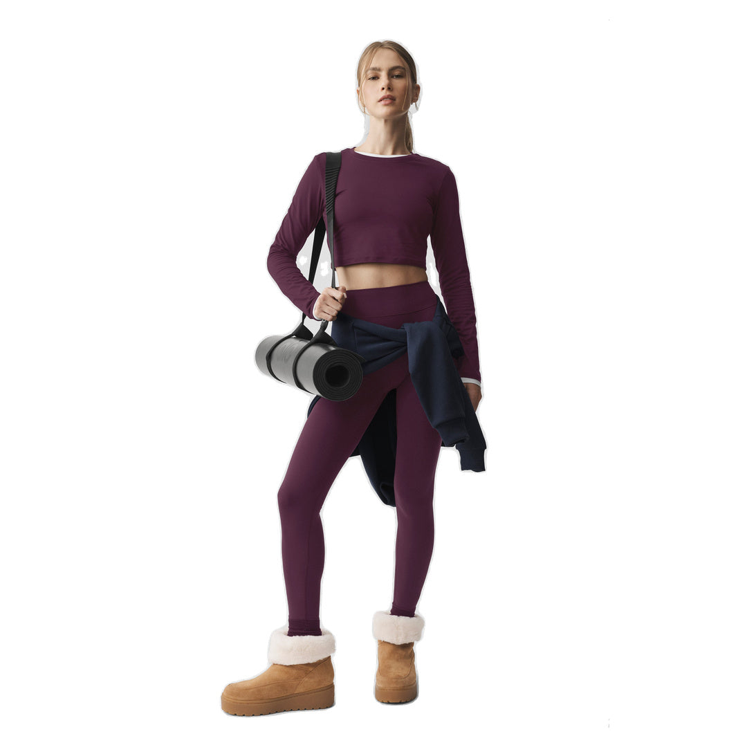 ALO Alosoft Crop Finesse Long Sleeve - Rich Bordeaux