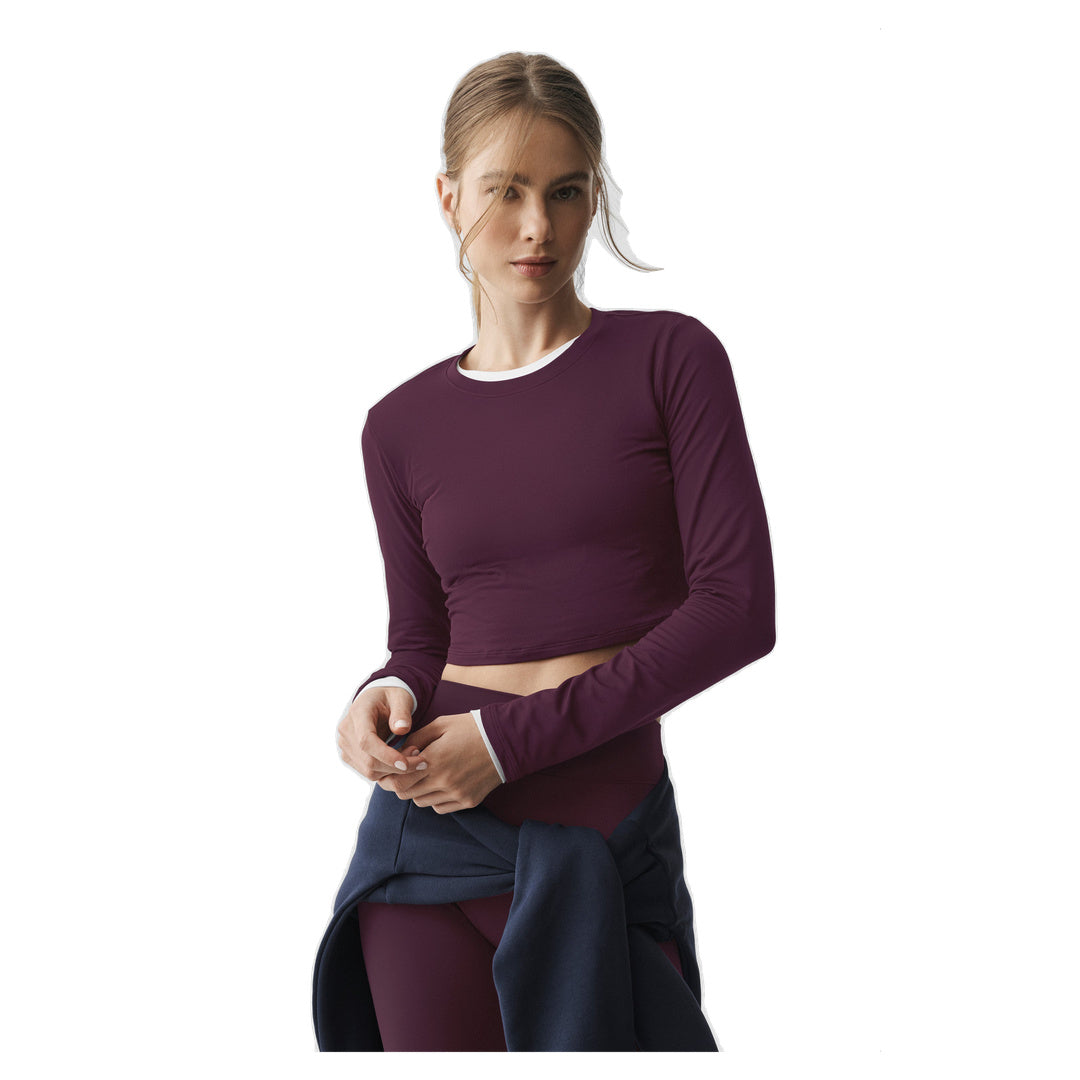 ALO Alosoft Crop Finesse Long Sleeve - Rich Bordeaux