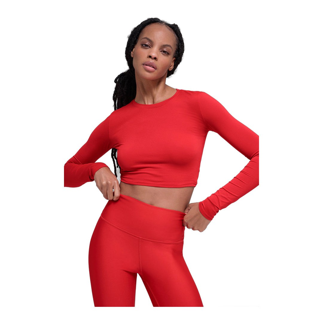 alo Alosoft Crop Finesse Long Sleeve - Bright Red
