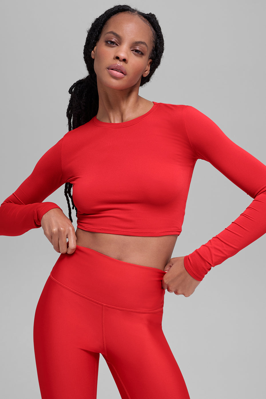 alo Alosoft Crop Finesse Long Sleeve - Bright Red