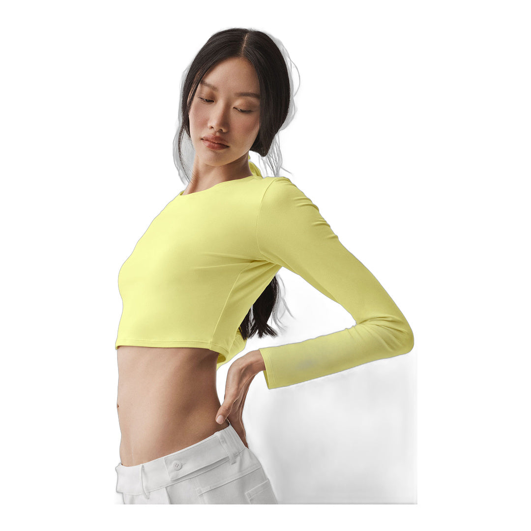 alo Alosoft Crop Finesse Long Sleeve - Sunshine