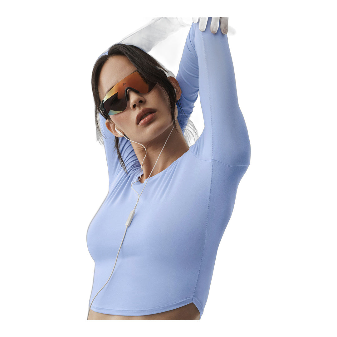 alo Alosoft Crop Finesse Long Sleeve - Light Provence Blue