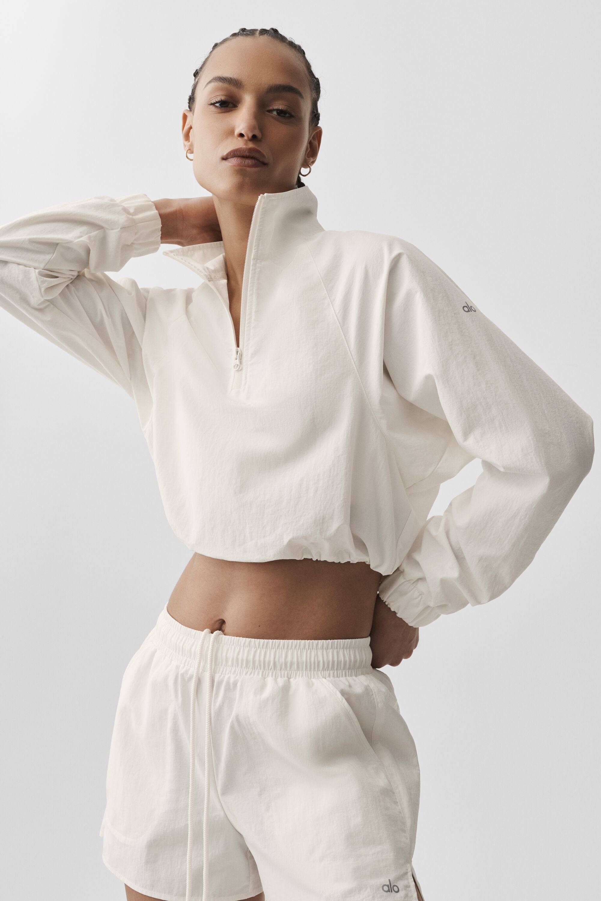 alo Cropped 1/4 Zip Alumni Pullover - Ivory