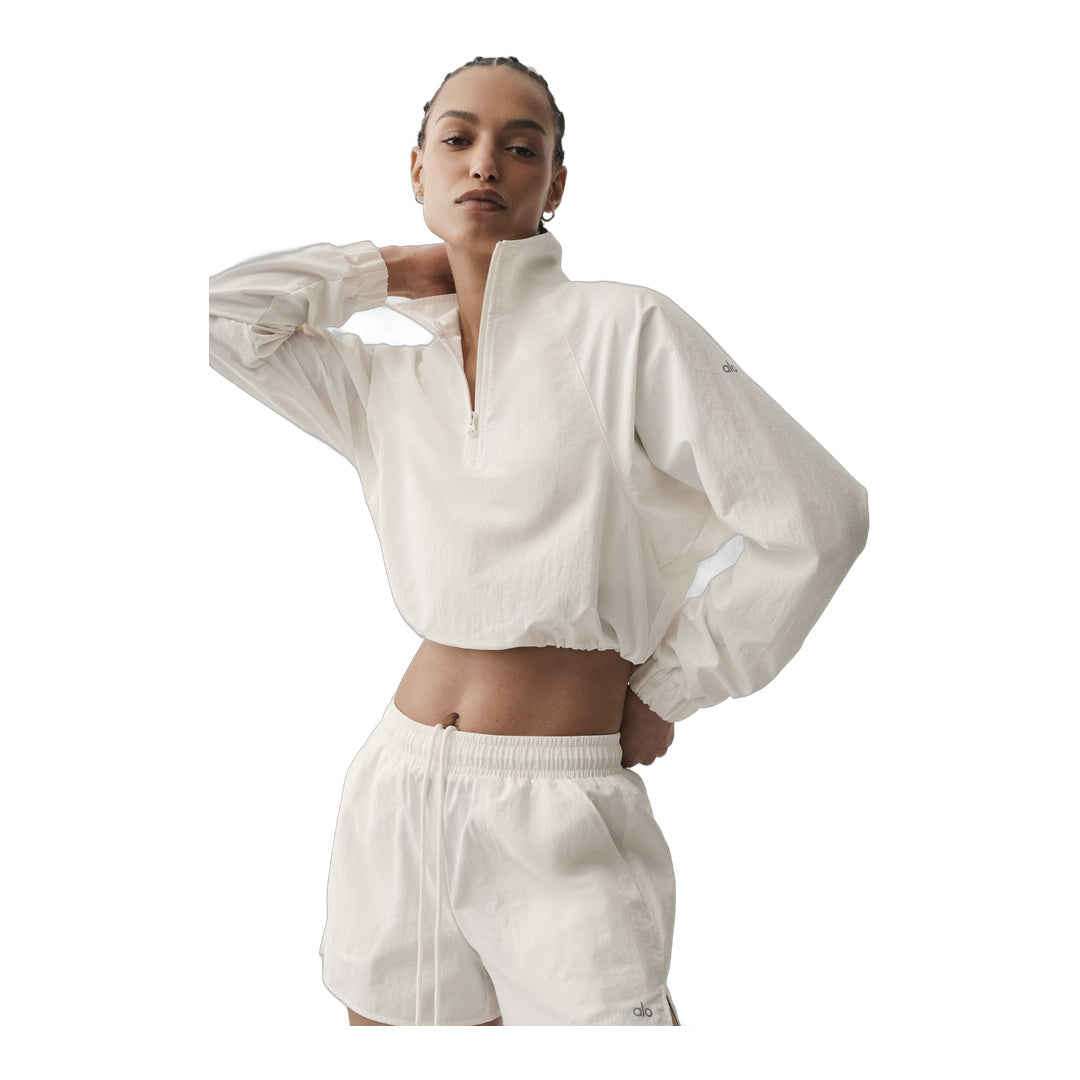 alo Cropped 1/4 Zip Alumni Pullover - Ivory