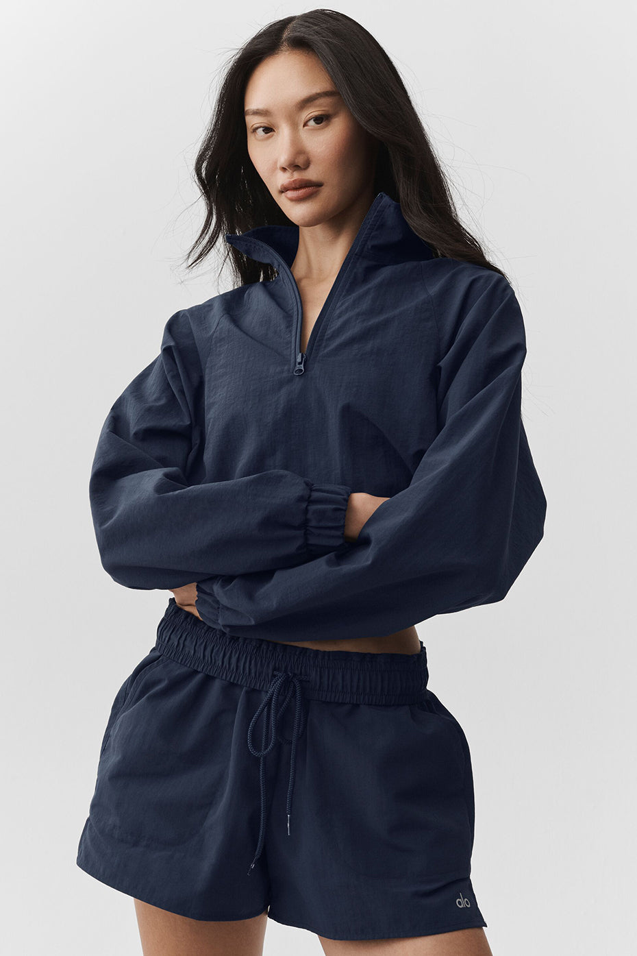 alo Cropped 1/4 Zip Alumni Pullover - Navy
