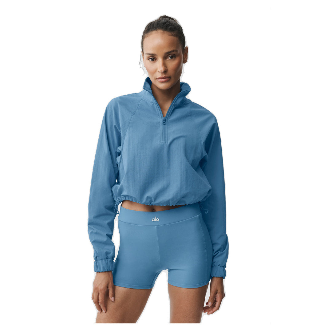 ALO Cropped 1/4 Zip Alumni Pullover - California Blue