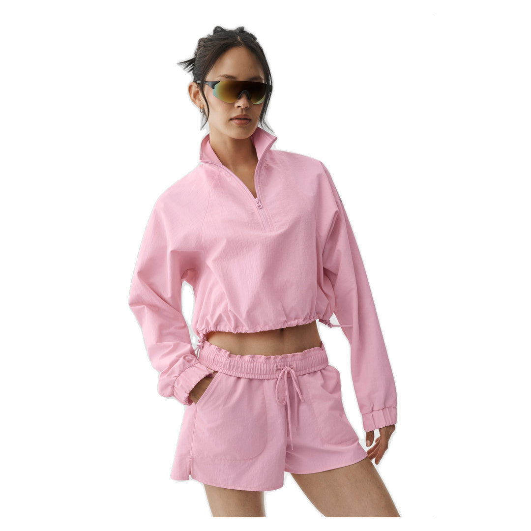 ALO Cropped 1/4 Zip Alumni Pullover - Pink Marshmallow