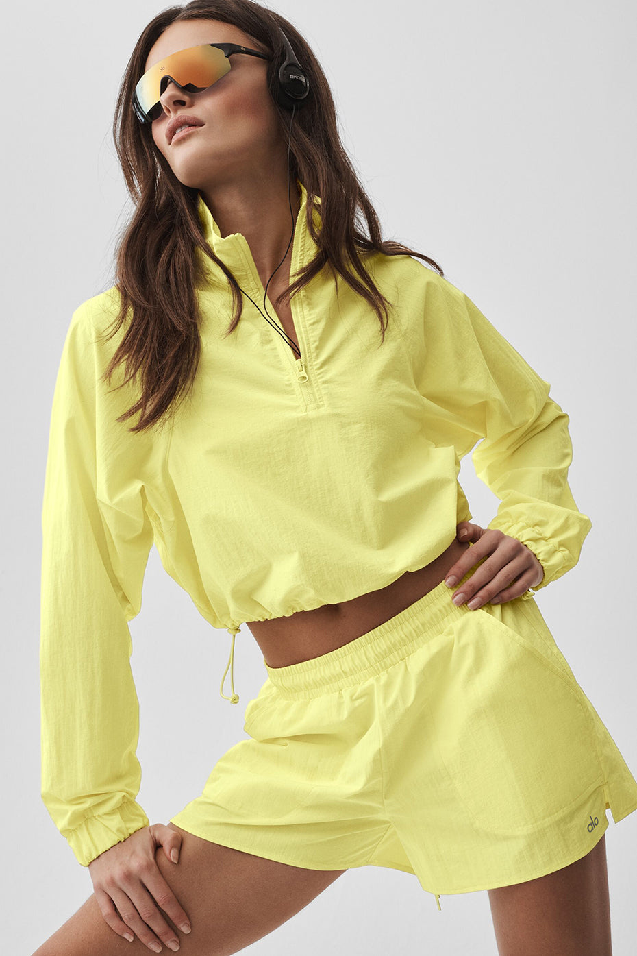 alo Cropped 1/4 Zip Alumni Pullover - Sunshine