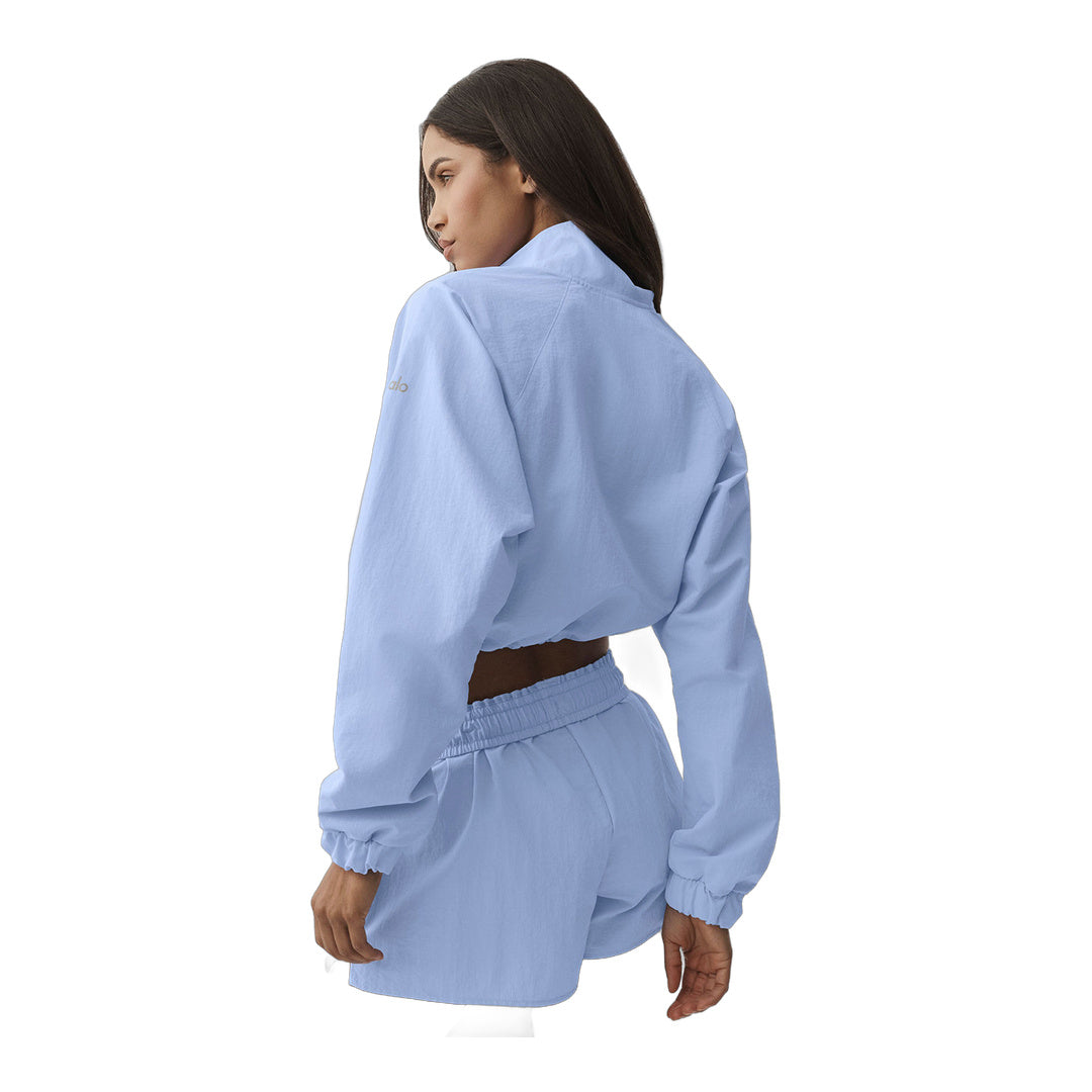 alo Cropped 1/4 Zip Alumni Pullover - Light Provence Blue