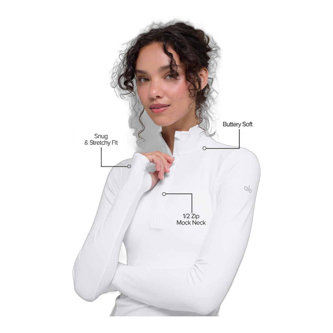 alo Alosoft 1/2 Zip Rapid Pullover - White