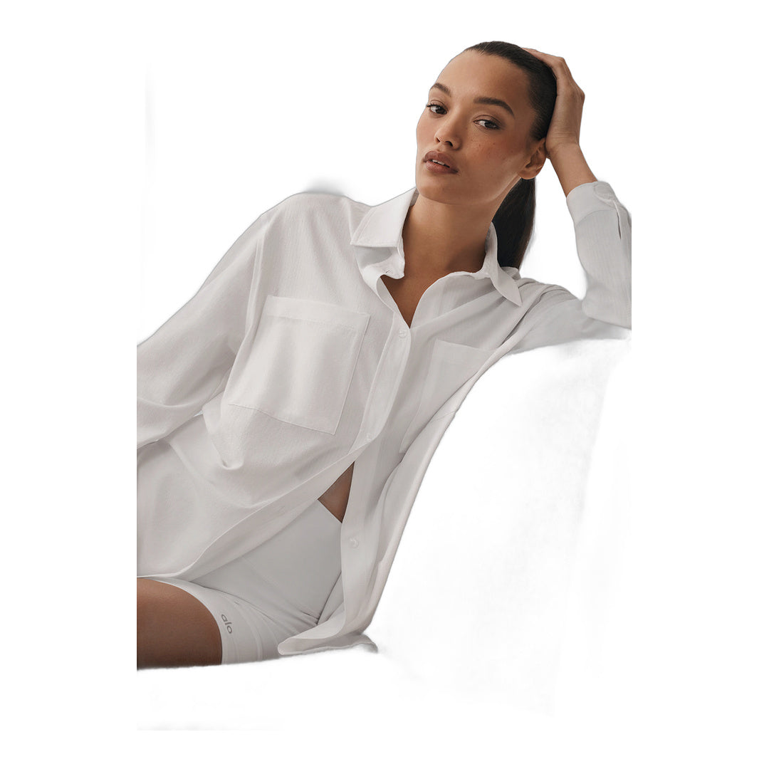 alo Dreamscape Button Down Long Sleeve - White