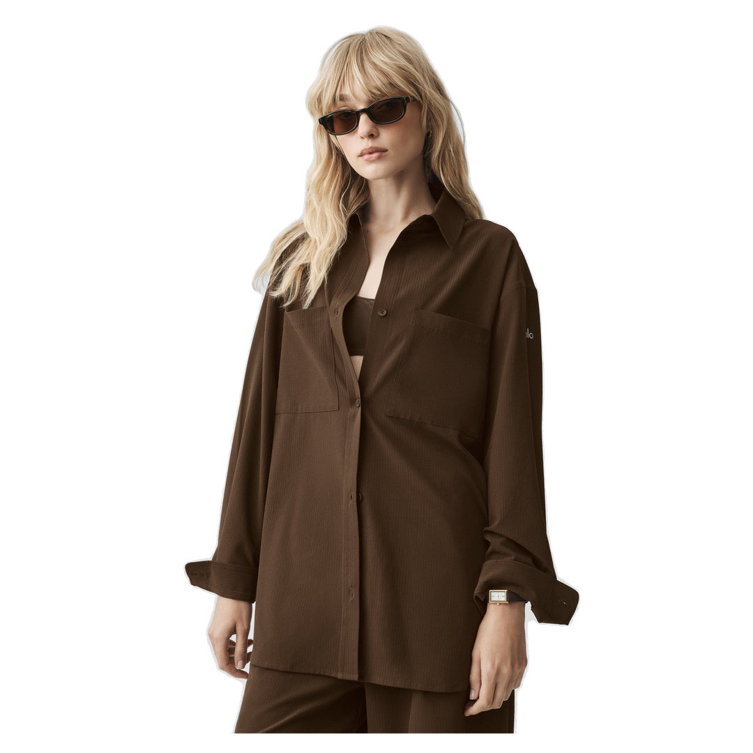 ALO Dreamscape Button Down Long Sleeve - Espresso