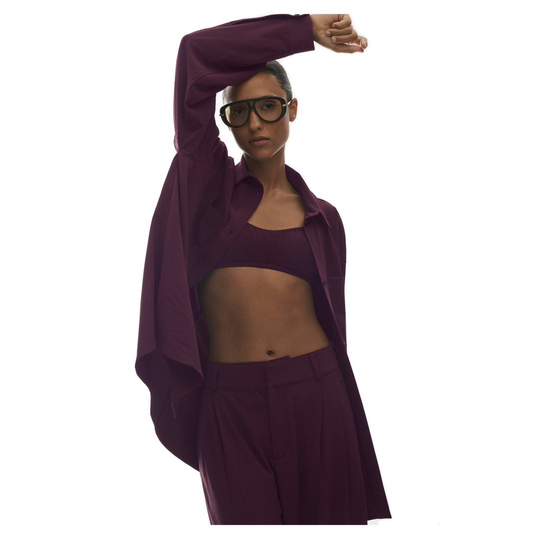 ALO Dreamscape Button Down Long Sleeve - Rich Bordeaux