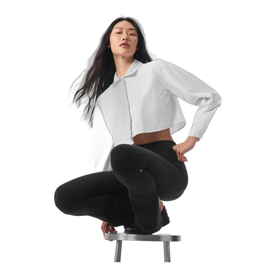 alo Cropped Take Me Out Button Up - White