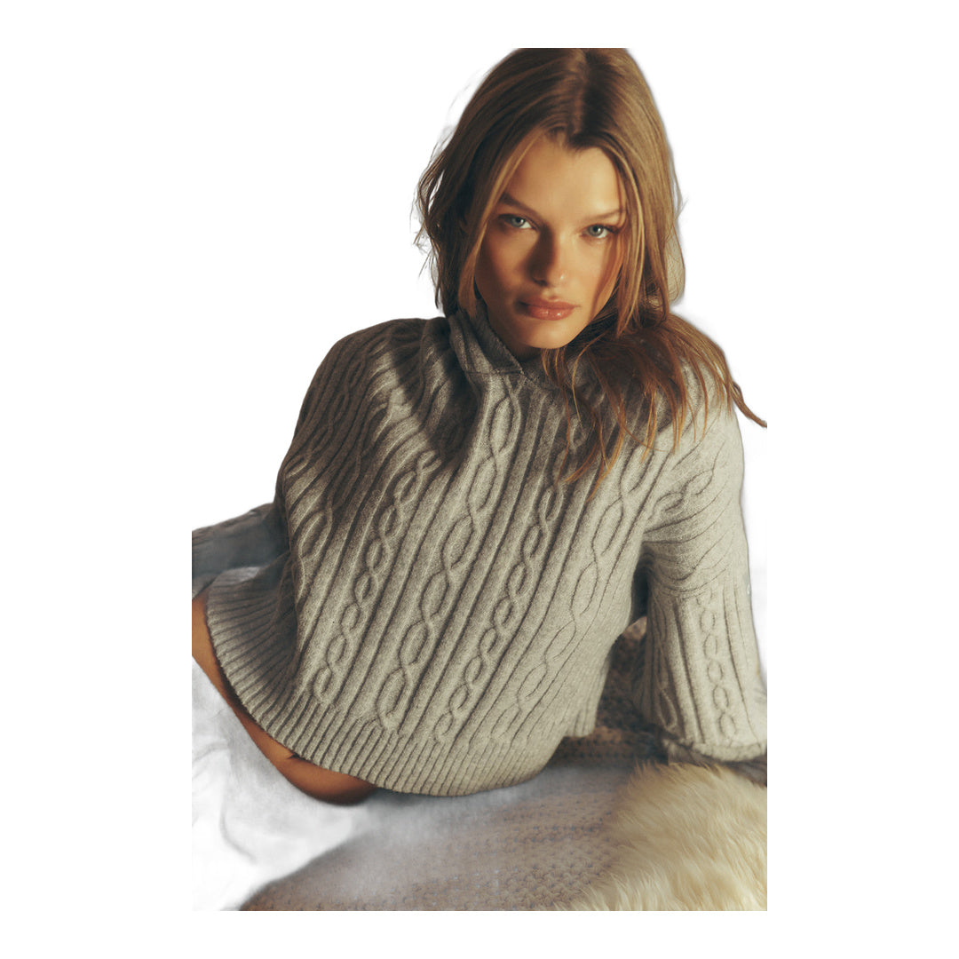 alo Cable Knit Winter Bliss Hoodie - Athletic Heather Grey