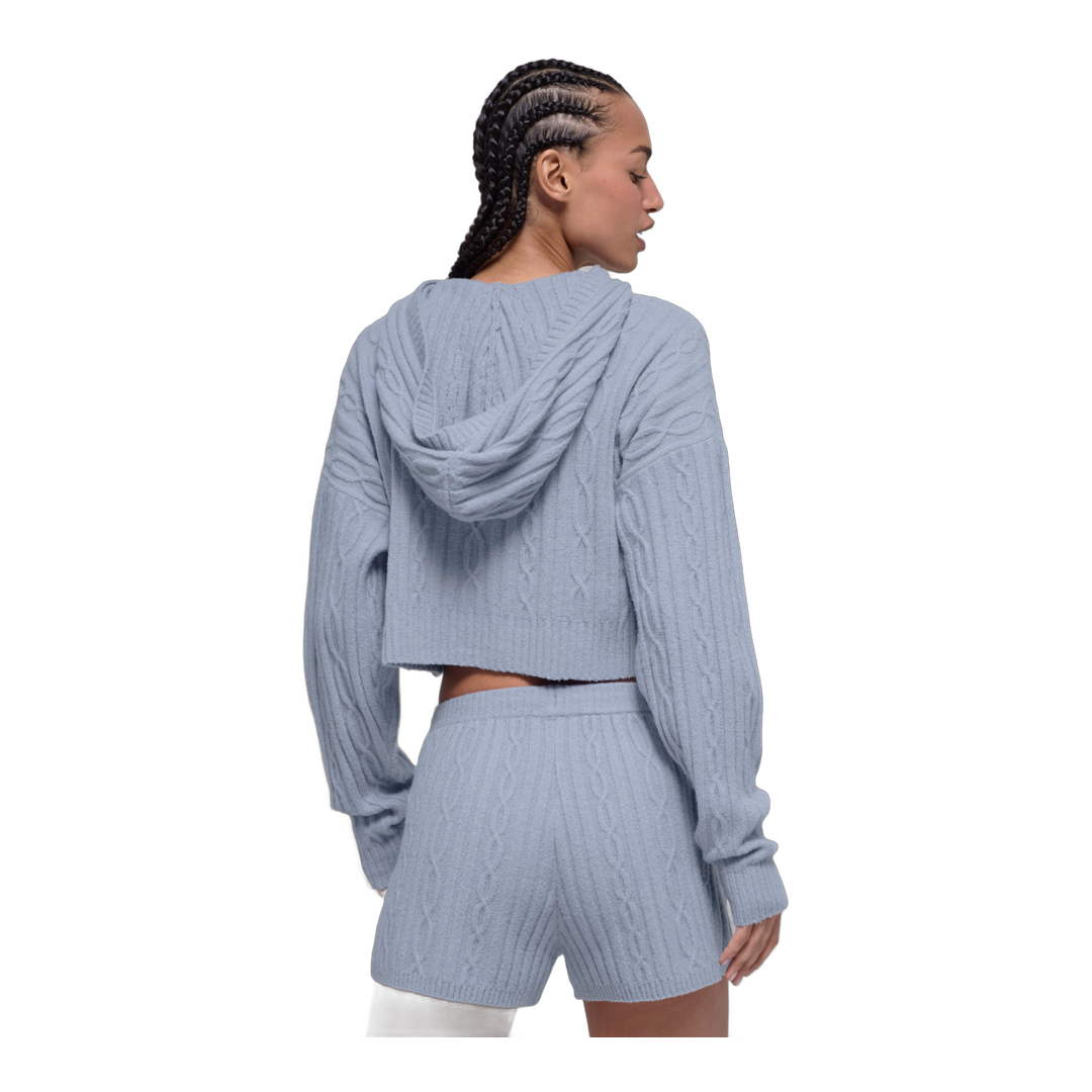 alo Cable Knit Winter Bliss Hoodie - Winter Frost