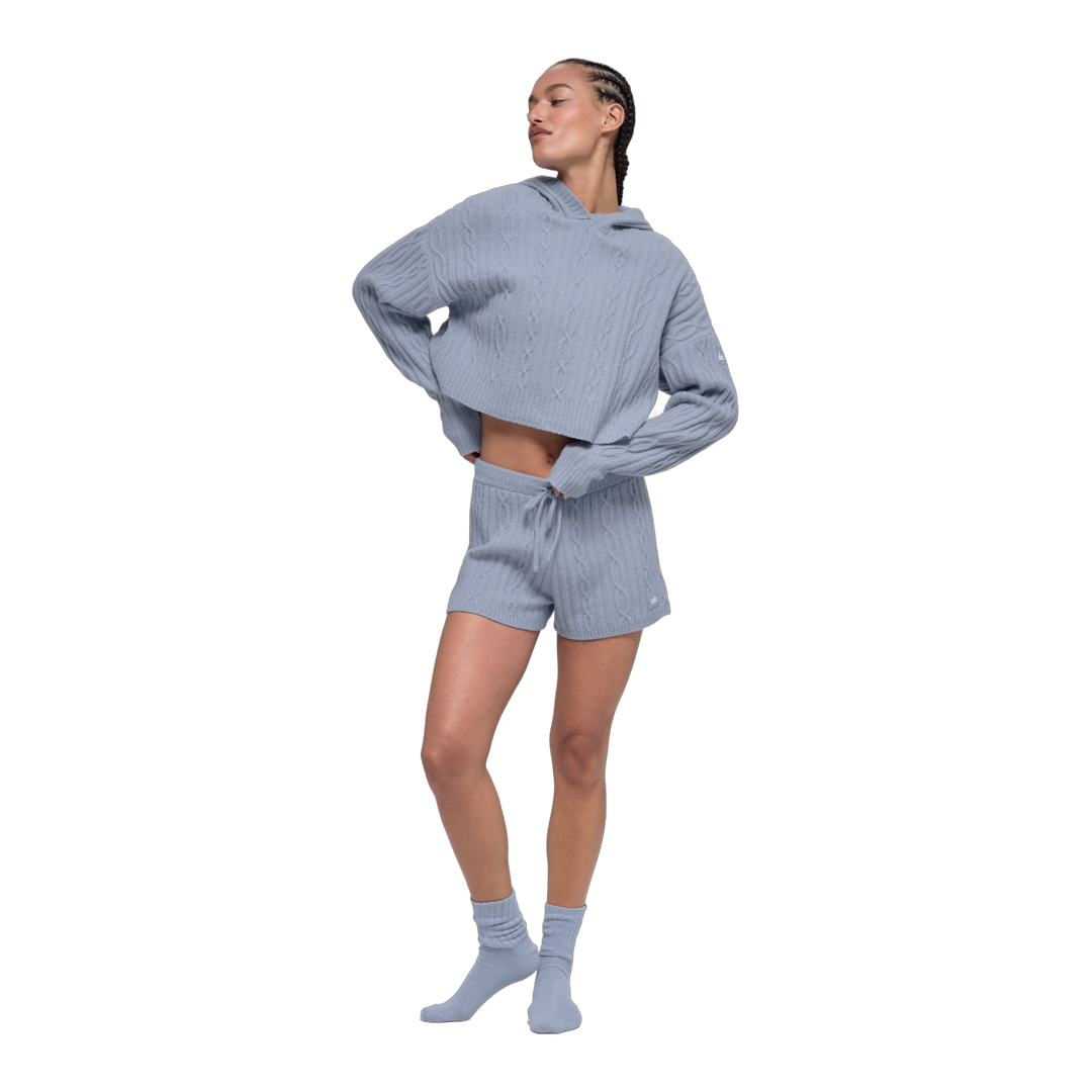 alo Cable Knit Winter Bliss Hoodie - Winter Frost