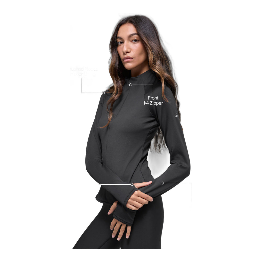 alo Airlift Winter Warm 1/4 Zip Long Sleeve - Black