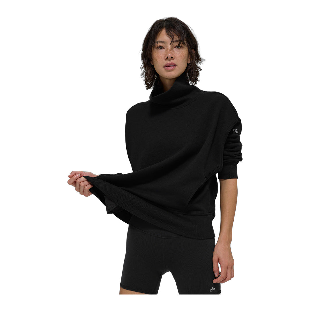 alo Hazy Mock Neck Pullover - Black