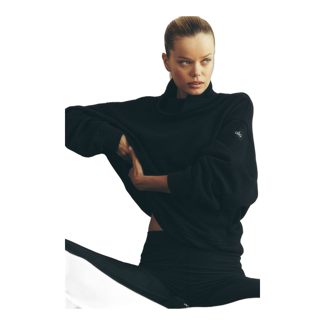alo Hazy Mock Neck Pullover - Black