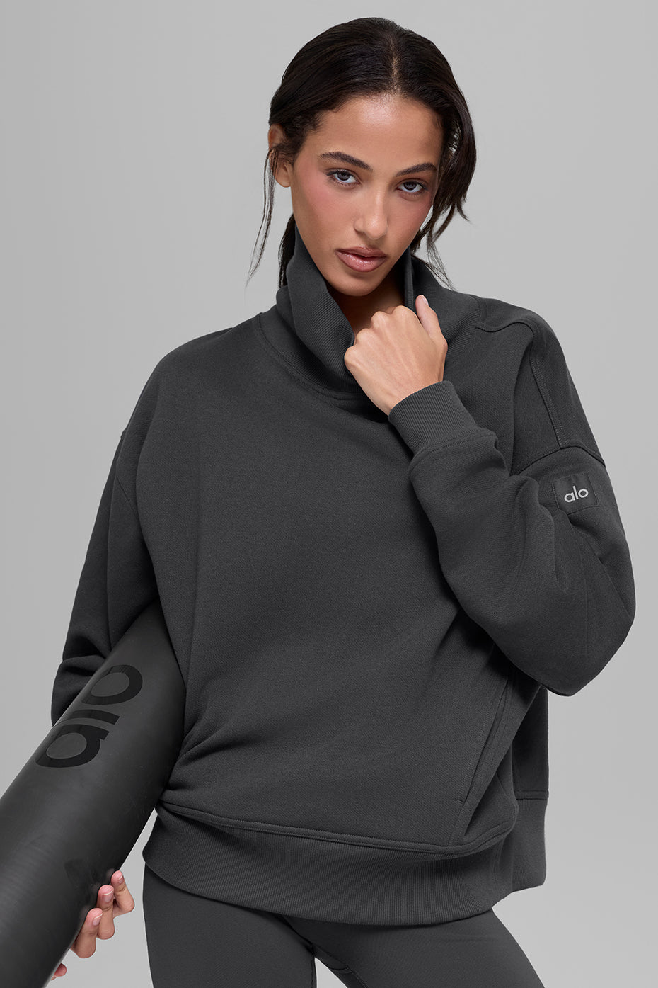 alo Hazy Mock Neck Pullover - Anthracite