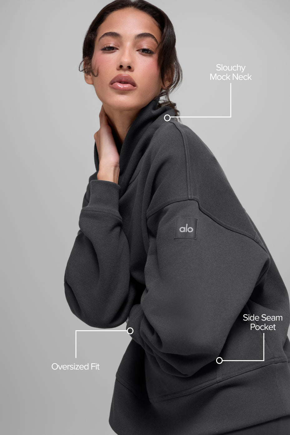 alo Hazy Mock Neck Pullover - Anthracite