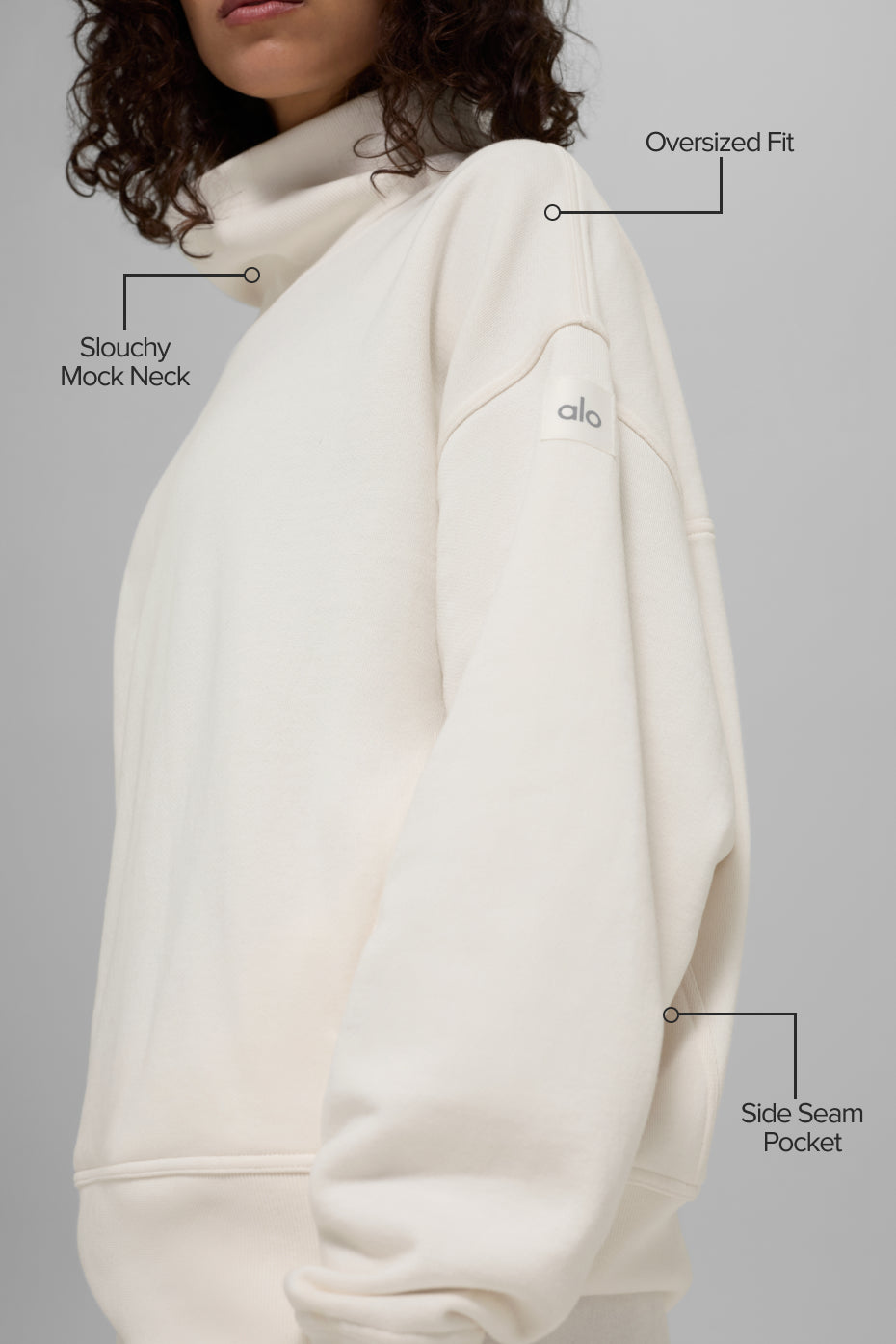 alo Hazy Mock Neck Pullover - Ivory