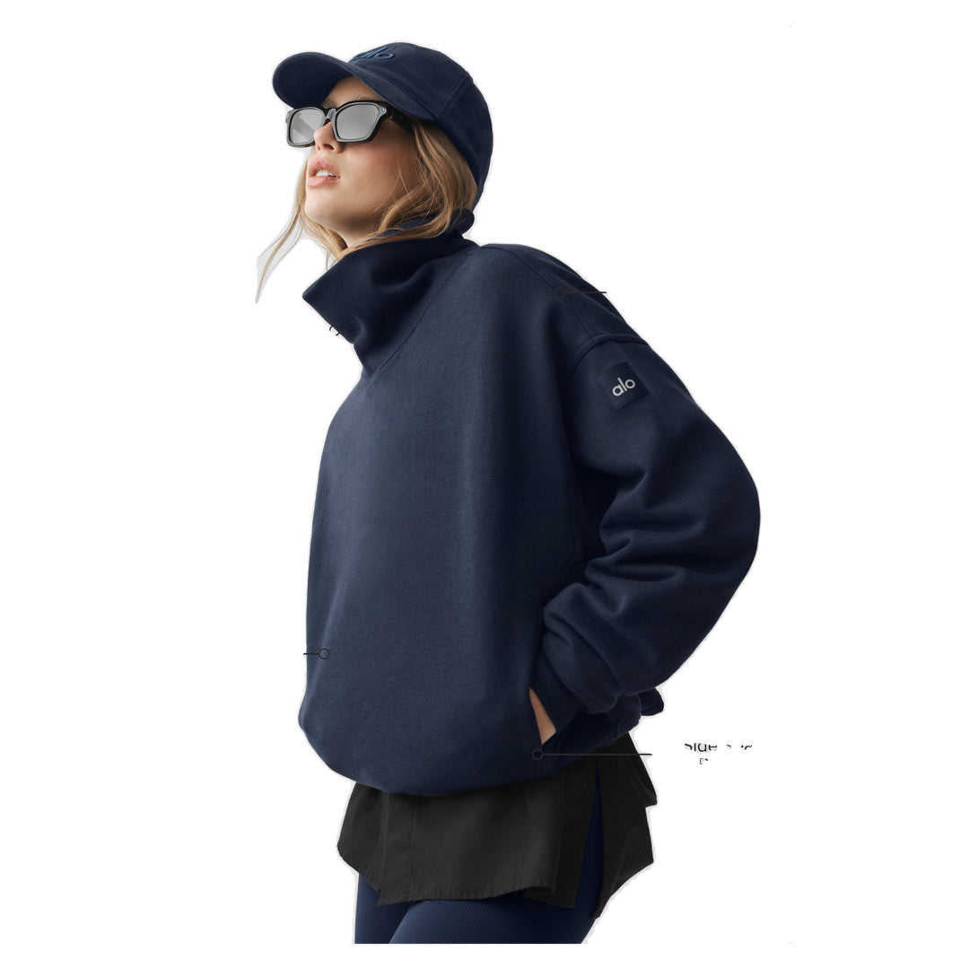 ALO Hazy Mock Neck Pullover - Navy